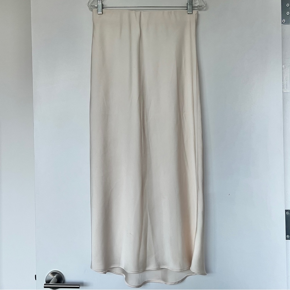 Zara cream feminine satin long midi skirt